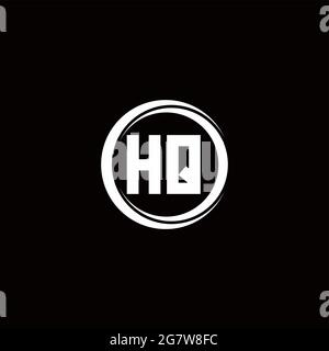Logo HQ lettre initiale monogramme avec tranche circulaire modèle de conception arrondie isolé sur fond noir Illustration de Vecteur