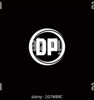 Logo DP lettre initiale monogramme avec tranche circulaire modèle de conception arrondie isolé sur fond noir Illustration de Vecteur