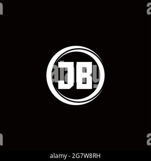 JB logo lettre initiale monogramme avec tranche de cercle modèle de conception arrondie isolé dans fond noir Illustration de Vecteur