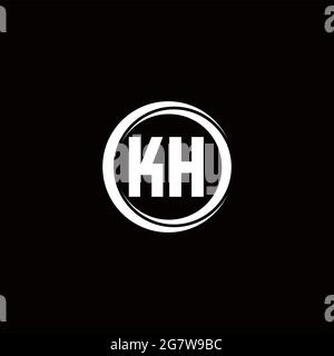 Logo KH lettre initiale monogramme avec tranche circulaire modèle de conception arrondie isolé sur fond noir Illustration de Vecteur