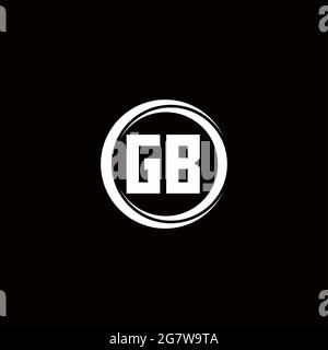 Logo GB lettre initiale monogramme avec cercle tranche modèle de conception arrondie isolé dans fond noir Illustration de Vecteur