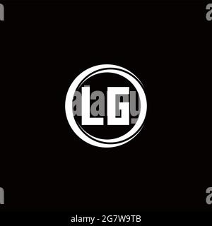 Logo LG lettre initiale monogramme avec cercle tranche modèle de conception arrondie isolé dans fond noir Illustration de Vecteur