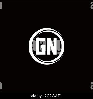 Logo GN lettre initiale monogramme avec tranche circulaire modèle de conception arrondie isolé sur fond noir Illustration de Vecteur