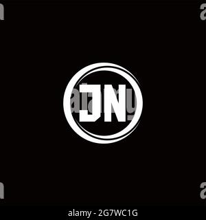 LOGO JN lettre initiale monogramme avec tranche circulaire modèle de conception arrondie isolé sur fond noir Illustration de Vecteur