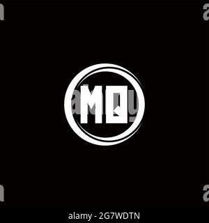 MQ logo lettre initiale monogramme avec tranche de cercle modèle de conception arrondi isolé dans fond noir Illustration de Vecteur