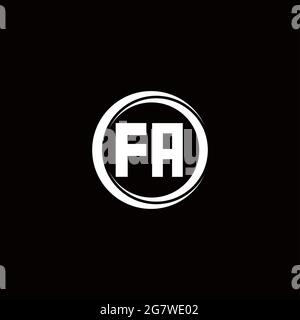 Logo FA lettre initiale monogramme avec tranche circulaire modèle de conception arrondie isolé sur fond noir Illustration de Vecteur