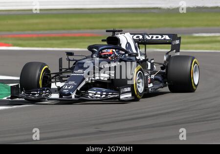 Yuki Tsunoda d'AlphaTauri pendant la pratique du Grand Prix britannique à Silverstone, à Towcester. Date de la photo : vendredi 16 juillet 2021. Banque D'Images