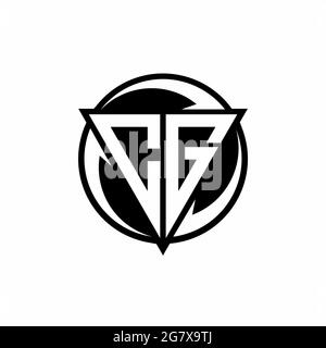 Logo CG avec forme triangulaire et modèle de forme arrondie circulaire isolé sur fond blanc Illustration de Vecteur