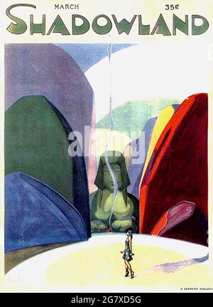 Couverture du magazine Shadowland des années 1920 avec une couverture par UN M Hopfmuller.