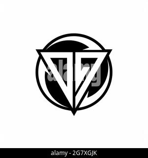 Logo OQ avec forme triangulaire et cercle modèle de conception arrondie isolé sur fond blanc Illustration de Vecteur