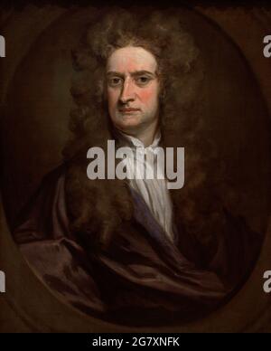 Isaac Newton (1642-1727). Physicien et mathématicien anglais. Portrait de Sir Godfrey Kneller (1646-1723). Huile sur toile (75,6 x 62,2 cm), 1702. Galerie nationale de portraits. Londres, Angleterre, Royaume-Uni. Banque D'Images