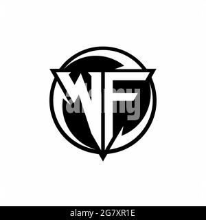 Logo WF avec forme triangulaire et modèle de forme arrondie circulaire isolé sur fond blanc Illustration de Vecteur