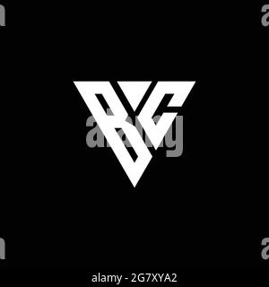 Logo BC lettre monogramme avec modèle de forme triangulaire isolé sur fond noir Illustration de Vecteur