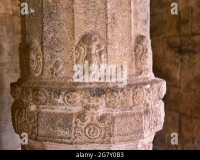 Détails du temple sur colonnes, Darasuram, Tamil Nadu, sud de l'Inde Banque D'Images