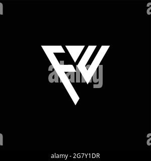 FU logo lettre monogramme avec modèle de forme triangulaire isolé sur fond noir Illustration de Vecteur