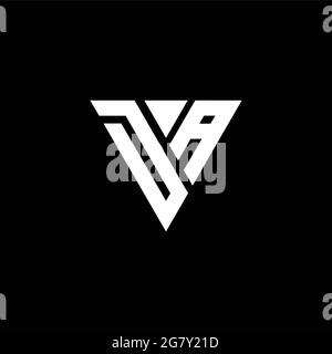 DA logo lettre monogramme avec modèle de forme triangulaire isolé sur fond noir Illustration de Vecteur