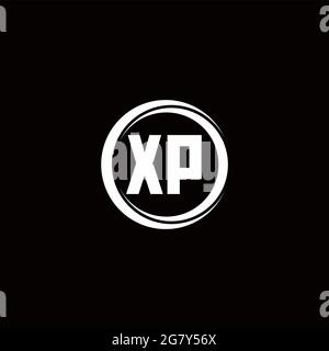 Logo XP lettre initiale monogramme avec tranche de cercle modèle de conception arrondi isolé dans fond noir Illustration de Vecteur