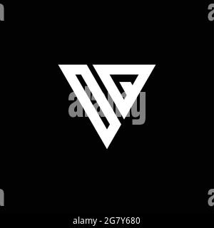 OQ logo lettre monogramme avec modèle de forme triangulaire isolé sur fond noir Illustration de Vecteur