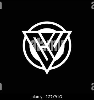 Logo CU avec forme de triangle d'espace négatif et modèle de forme arrondie de cercle isolé sur fond noir Illustration de Vecteur