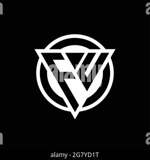 Logo FU avec forme de triangle d'espace négatif et modèle de forme arrondie de cercle isolé sur fond noir Illustration de Vecteur