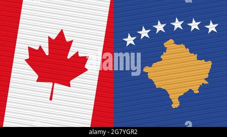 Kosovo et Canada deux demi-drapeaux ensemble texture de tissu Illustration Banque D'Images