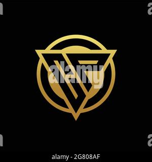 Monogramme du logo CP avec forme triangulaire et cercle de style arrondi isolé sur des couleurs or et fond noir modèle de conception Illustration de Vecteur