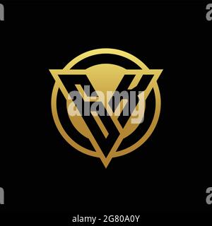 Monogramme avec logo GK de forme triangulaire et cercle de style arrondi isolé sur des couleurs or et fond noir modèle de conception Illustration de Vecteur