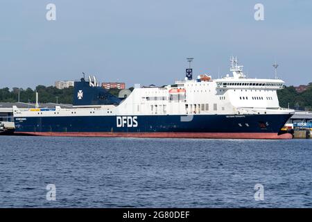 DFDS ferry VICTORIA SEAWAYS dans le port de Kiel sur la route Kiel-Klaipeda Banque D'Images