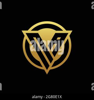 Monogramme avec logo NA de forme triangulaire et cercle de style arrondi isolé sur des couleurs or et fond noir modèle de conception Illustration de Vecteur