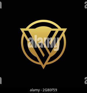 Monogramme du logo LU avec forme triangulaire et cercle de style arrondi isolé sur des couleurs or et fond noir modèle de conception Illustration de Vecteur