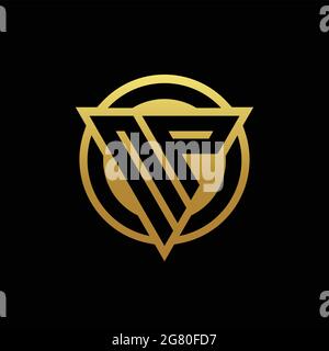 Monogramme du logo NP avec forme triangulaire et cercle de style arrondi isolé sur des couleurs or et fond noir modèle de conception Illustration de Vecteur