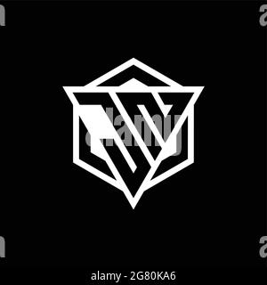 MONOGRAMME LOGO JN avec combinaison triangle et forme hexagonale isolée sur le dos et les couleurs blanches Illustration de Vecteur