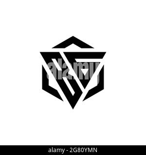 Logo BG monogramme avec gabarit de conception moderne triangulaire et hexagonale isolé sur fond blanc Illustration de Vecteur