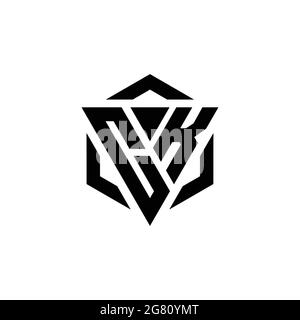 Monogramme CK logo avec gabarit de conception moderne triangulaire et hexagonale isolé sur fond blanc Illustration de Vecteur