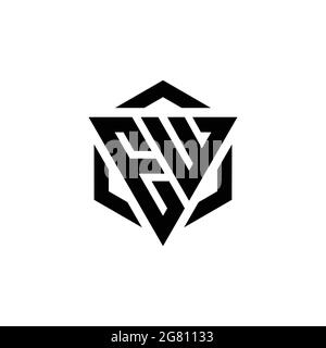 Monogramme EW logo avec gabarit de conception moderne triangulaire et hexagonale isolé sur fond blanc Illustration de Vecteur