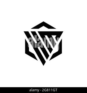 HM logo monogramme avec triangle et modèle de conception moderne hexagonal isolé sur fond blanc Illustration de Vecteur