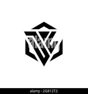 Logo DL monogramme avec gabarit de conception moderne triangulaire et hexagonale isolé sur fond blanc Illustration de Vecteur