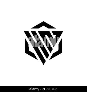 Monogramme HN logo avec gabarit de conception moderne triangulaire et hexagonale isolé sur fond blanc Illustration de Vecteur