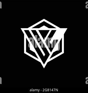 Monogramme portant le logo UL avec combinaison de triangles et de formes hexagonales isolée au dos et de couleurs blanches Illustration de Vecteur