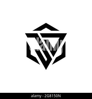 Monogramme JD logo avec gabarit de conception moderne triangulaire et hexagonale isolé sur fond blanc Illustration de Vecteur