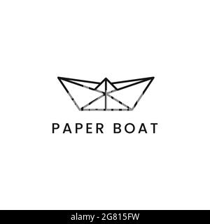 Papier ligne de bateau art minimaliste logo symbole dessin vectoriel illustration, parfait pour diverses identités commerciales Illustration de Vecteur
