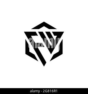 Logo FW monogramme avec gabarit de conception moderne triangulaire et hexagonale isolé sur fond blanc Illustration de Vecteur