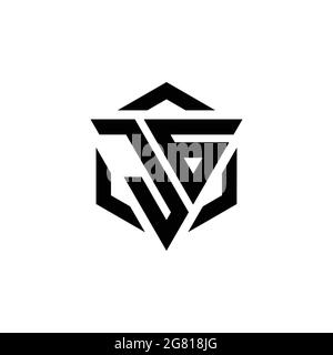 Monogramme JG logo avec gabarit de conception moderne triangulaire et hexagonale isolé sur fond blanc Illustration de Vecteur