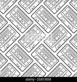 Modèle cassette rétro sans couture. Cassette Boombox pour l'arrière-plan du magnétophone. Illustration de Vecteur