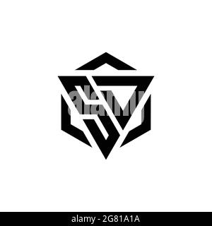 Logo SD monogramme avec gabarit de conception moderne triangulaire et hexagonale isolé sur fond blanc Illustration de Vecteur