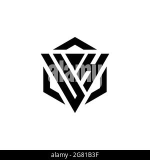 UH logo monogramme avec triangle et modèle de conception moderne hexagonal isolé sur fond blanc Illustration de Vecteur