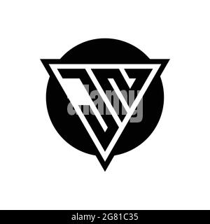 Logo JN avec modèle de forme de cercle et triangle d'espace négatif isolé sur fond blanc Illustration de Vecteur