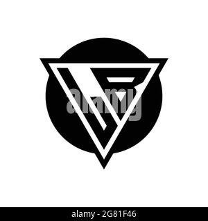Logo LB avec un triangle d'espace négatif et un modèle de forme de cercle isolé sur fond blanc Illustration de Vecteur