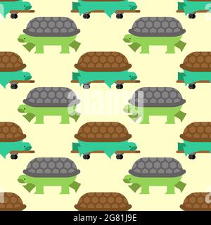 Motif tortue sur planche à roulettes sans couture. Fond vectoriel tortue Illustration de Vecteur