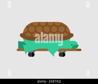 Tortue sur planche à roulettes. illustration du vecteur tortue. Dessin animé animal Illustration de Vecteur